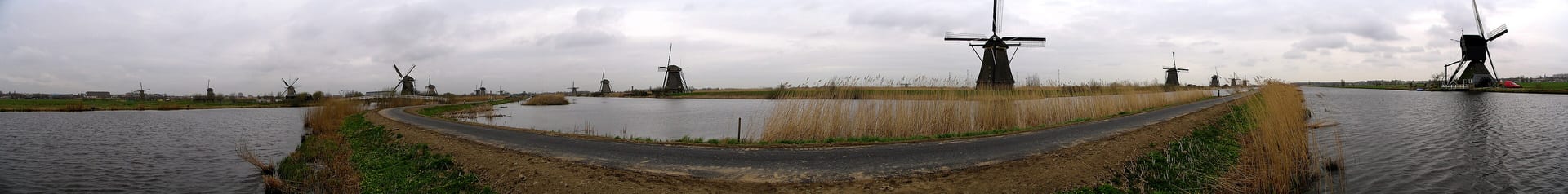 Dutch countryside and polder scenery near Rotterdam